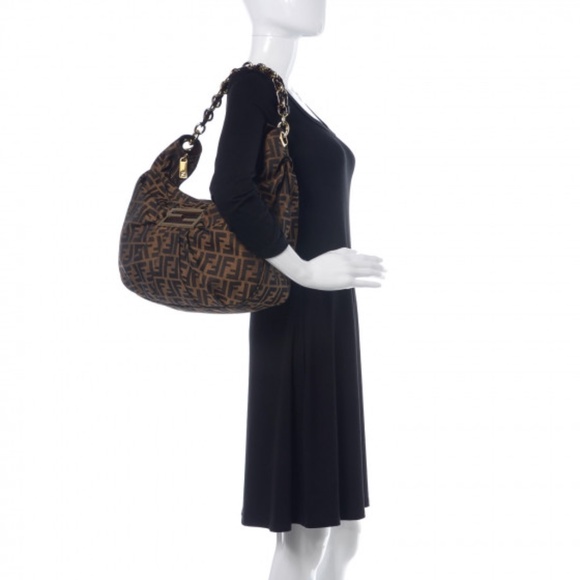 Authentic Fendi Zucca Canvas Mia Hobo Bag Brown - Picture 3 of 15